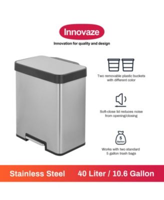 10.6 gallon rectangular step-on recycling trash can with two 20 liter compartments