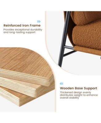 Modern Accent Chair with Metal Frame, Upholstered in Plush 420g Teddy Sherpa Fabric Cozy Reading Chair