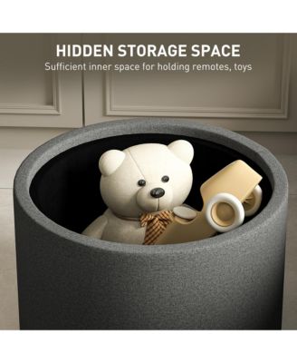 Round Storage Ottoman Table with Flip Top Tray