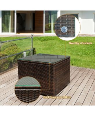 3PCS Patio Rattan Furniture Set Conversation Wicker Sofa Set w/Cushion Garden