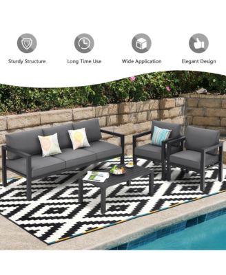 4-Piece Outdoor Patio Furniture Set Sectional Sofa Set Coffee Table