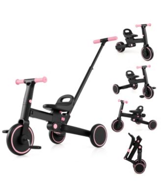 4-in-1 Foldable Toddler Tricycle with Push Handle with Adjustable Seat