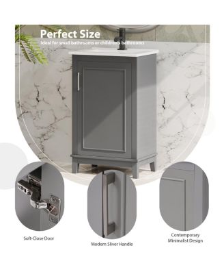 Small Bathroom Vanity Cabinet with Ceramic Sink, Soft Close Door & Ample Storage for Compact Spaces