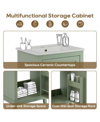 Small Bathroom Vanity Cabinet with Ceramic Sink, Soft Close Door & Ample Storage for Compact Spaces