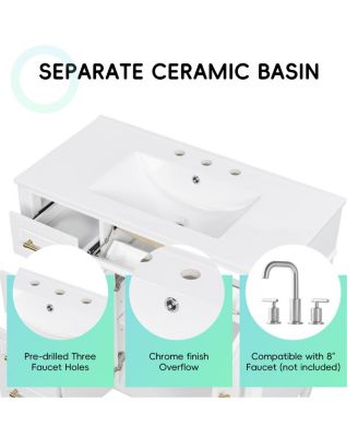 Bathroom Vanity with Sink, Modern Cabinet with 4 Soft-Close Drawers & Adjustable Shelf, Ample Storage