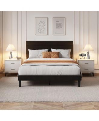 Queen Size Bed Frame  Velvet Upholstered Platform Bed Frame No Box Spring Needed with Under-Bed Storage and Strong Wood Slats Support