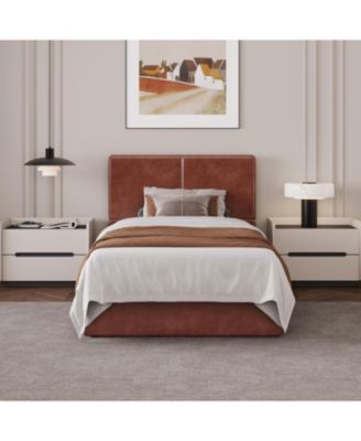 Upholstered Platform Bed Frame with 2 Storage Drawers, Faux Leather Low  Bed Base with Wood Slat Support, No Box Spring Needed, Easy Assembly