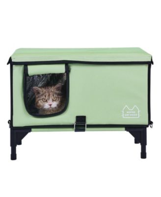 Heated Elevated Cat House with Adjustable Temperature and Timer