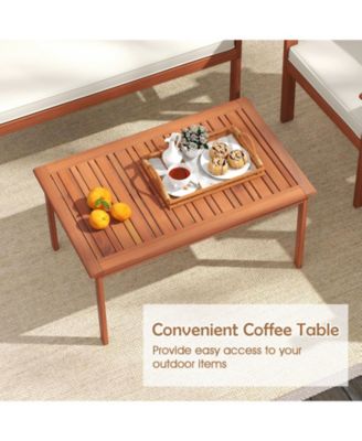 8 Pieces Patio Furniture Set, Acacia Wood Porch Chairs w/ Table