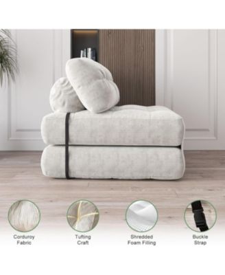 Folding Sofa Bed, Futon Sofa Bed, Floor Folding Couch for Living Room, Convertible Sleeper Chair with Pillow Foldable Mattress Back Support