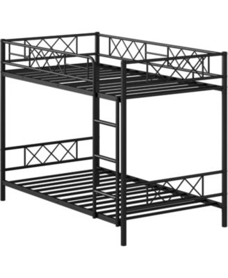 Bunk Bed Twin Over Twin with Extra High Guardrail, Heavy Duty Metal Frame & Sturdy Slats, No Box Spring Needed, Space Saver, Gray