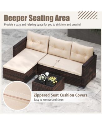 4 Seats Outdoor Patio Furniture Set L-Shaped Couch Set for Yard