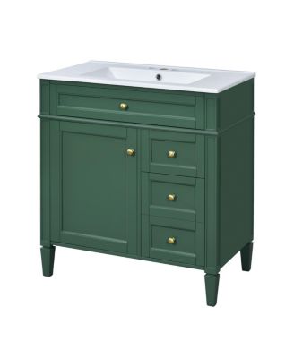 30" Bathroom Vanity with Sink, Modern Freestanding Cabinet with 3 Soft Close Drawers & Adjustable Shelf for Bathroom Storage