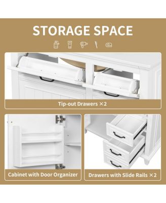 36" Bathroom Vanity with Ceramic Sink, Flip Drawers and Adjustable Shelf