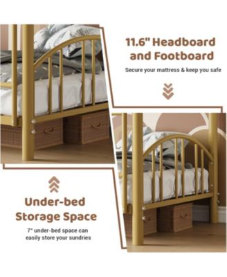Metal Bunk Bed Twin Over Twin Heavy Duty Arched Guardrail Safety Ladder Steel No Box Spring Space