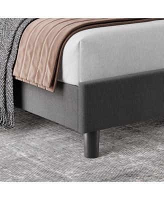 Full Bed Frame with Headboard- Strong Wood Slats Easy Assembly No Box Spring Needed