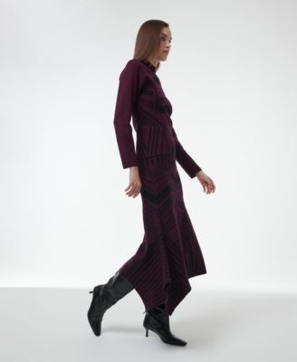 Women's Geometric Jacquard Fitted Knit Top