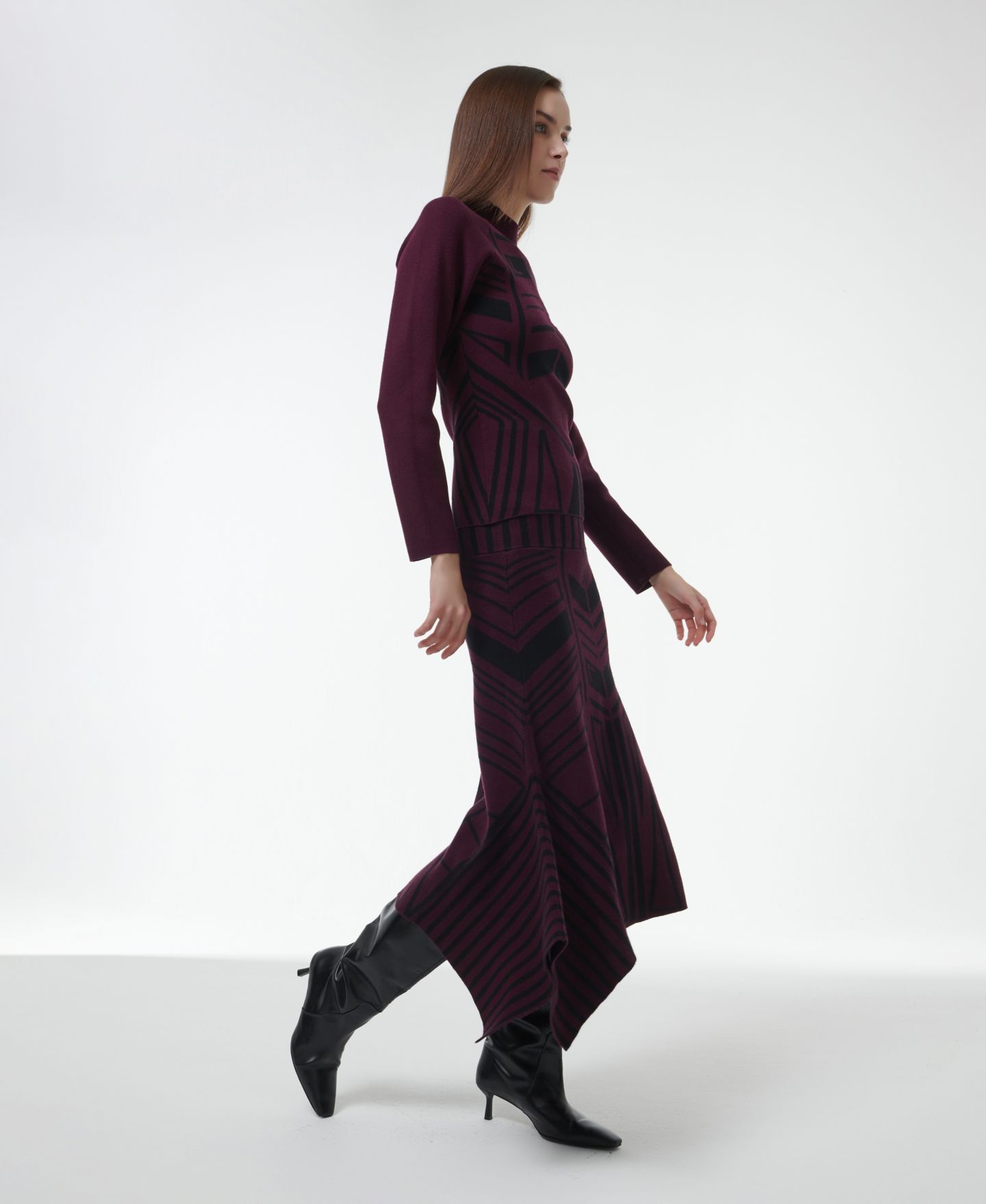 Женский топ Leem Geometric Jacquard Fitted Knit, цвет: Красный — фото 2