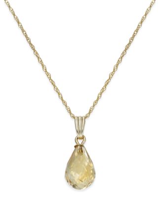 Blue Topaz Briolette 18" Pendant Necklace (4 ct. t.w.) in 14k Gold (Also in Peridot & Citrine)