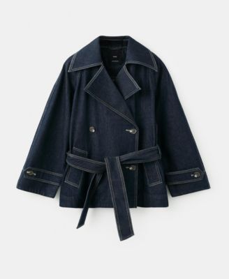 Women's Denim Belt Trench Coat