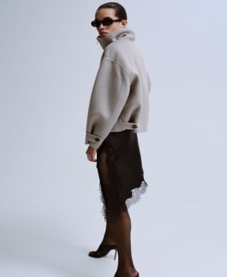 Women's Satin Lace Asymmetrical Short Skirt