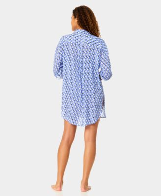 Women's Tail Button-Down Printed Swim Shirt