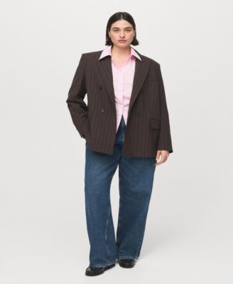 Women's Double-Breasted Pinstripe Suit Blazer