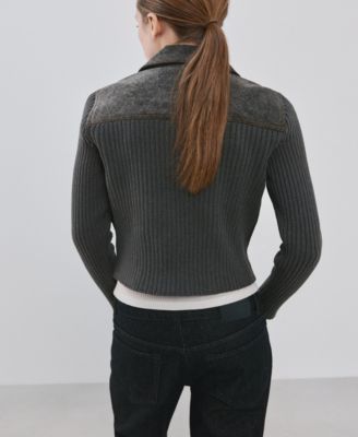 Women's Combined Fabrics Knitted Jacket