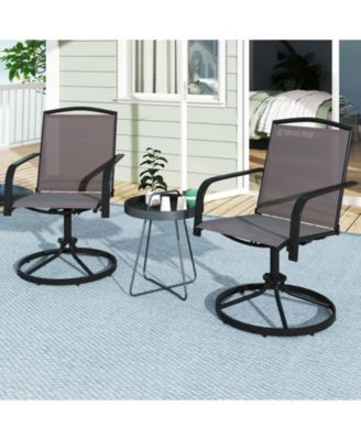 Patio Swivel Chairs Set of 4 w/ High Back and Round Metal Base for Backyard