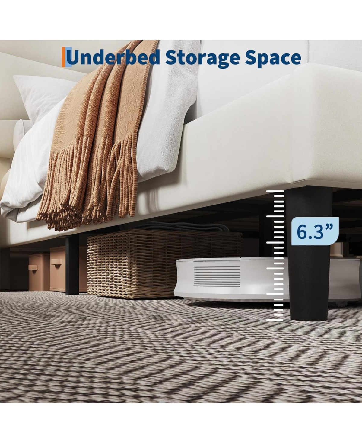 gaomon Full Upholstered Bed Frame with Headboard, Under Bed Storage and Strong Wood Slats Support