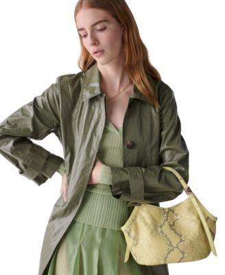 Deco Tulip Small Snake Embossed Leather Tote Bag