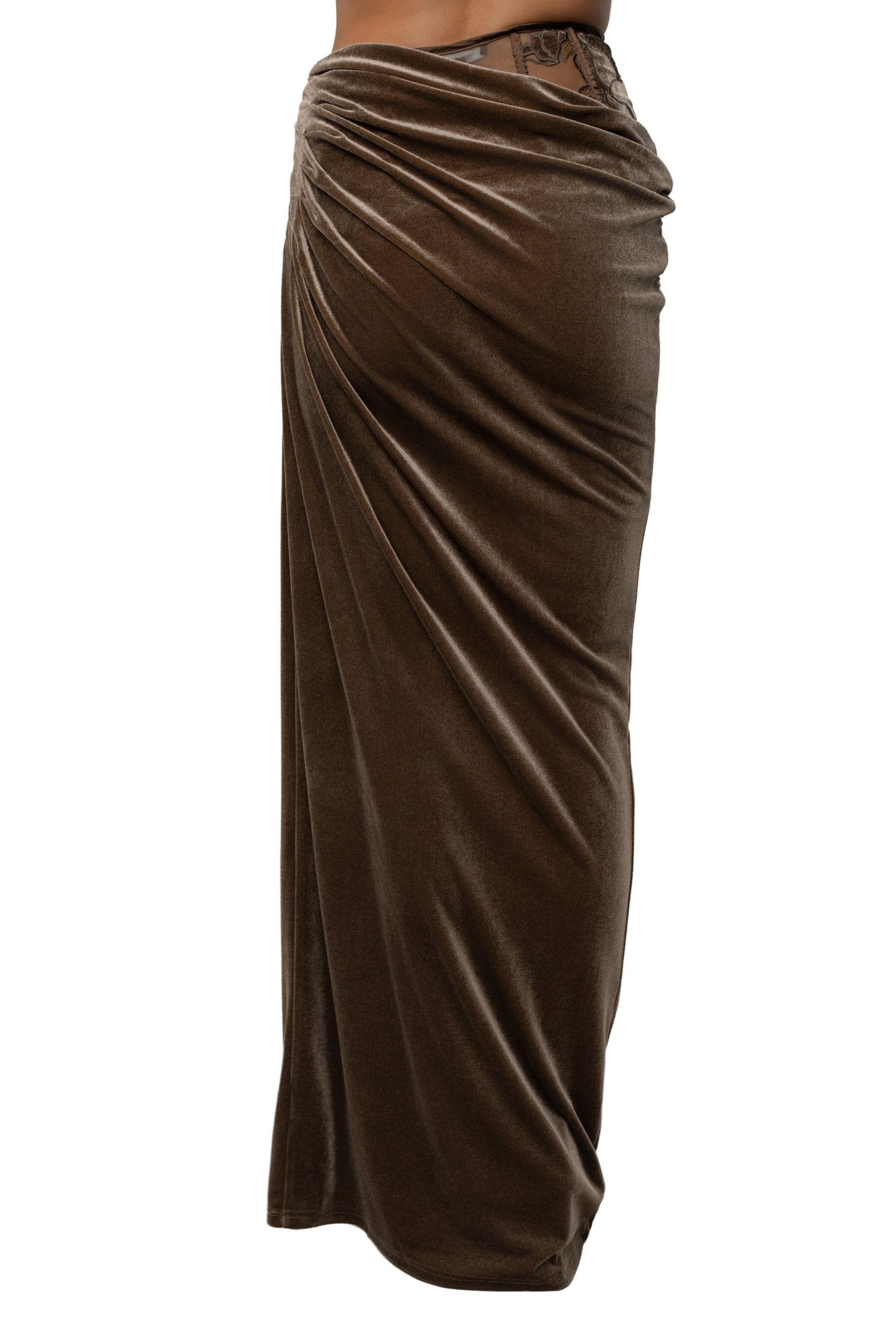 Женская юбка JLUXLABEL Velvet And Lace Maxi, цвет: Бежевый — фото 4