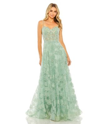 Women's Embroidered Sweetheart Floral Corset A Line Gown