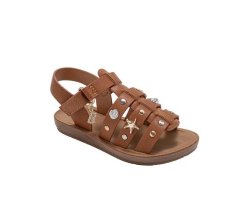 Сандалии Bebe Fashion Sandals - Dressy Shoes with Decorative Metal Charms для девочек, цвет: Коньячный