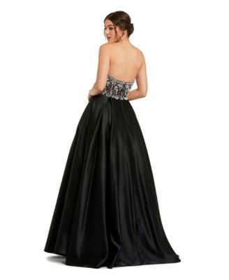 Women's Strapless Embellished Top Satin Ballgown
