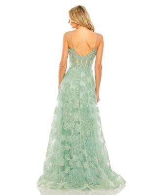 Women's Embroidered Sweetheart Floral Corset A Line Gown