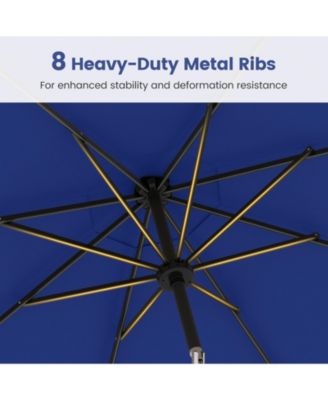 10 FT Solar Patio Umbrella w/96 Multi-colored LED Lights & 9 Modes Vented Top