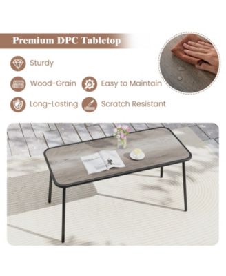 5 PCS Patio Dining Set w/ Wood-like Armrests & Metal Frame for Garden Yard