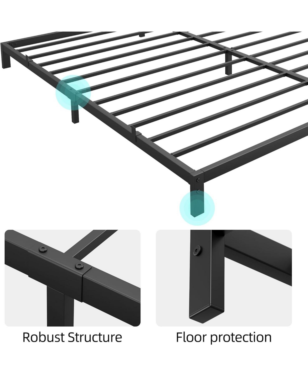 gaomon 8 Inch Bed Frame, Low Profile Full Metal Platform Bed Frame Support Mattress Foundation, Noise Free