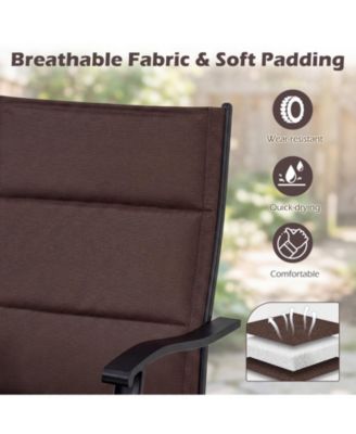 Padded Patio Swivel Chairs Set of 2 Ergonomic Outdoor Dining Chairs w/High Back