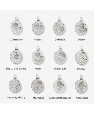Birth Flower Silver Pendant Necklace