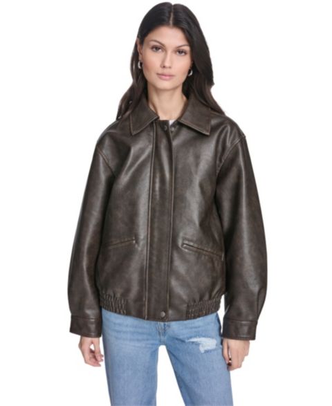 Женские куртки Levi's Women's Faux Leather Relaxed-Fit Bomber Jacket