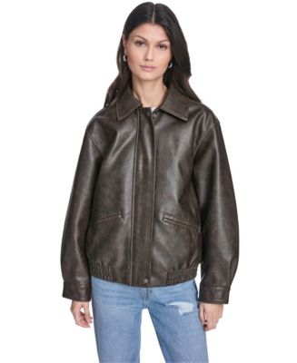 Levi's Women's Faux Leather Relaxed-Fit Bomber Jacket - Macy's