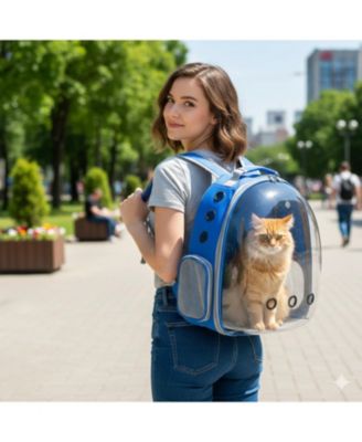 Breathable Transparent Pet Carrier Bag for Cats & Small Dogs – Portable Space Capsule with Zipper, Ideal for Travel & Outdoor Adventures