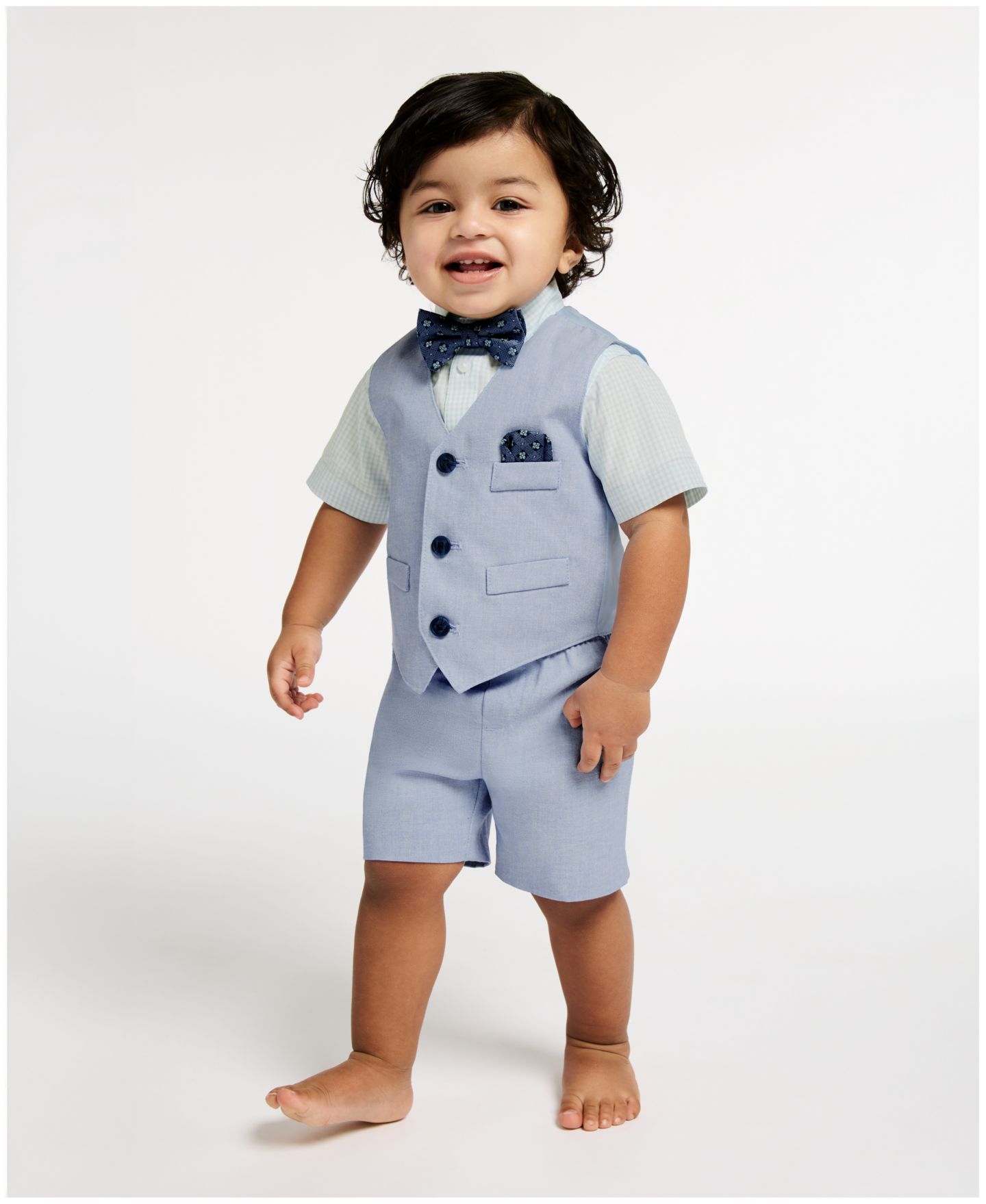 Комплект для мальчика Nautica: рубашка с коротким рукавом, жилет и шорты, 3 предмета, цвет: Синий — фото 8