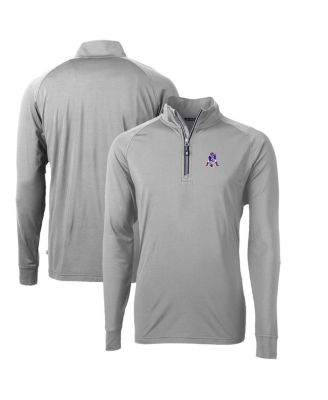 Men's Gray New England Patriots Adapt Eco Knit Stretch Quarter-Zip Throwback Pullover Sweatshirt
