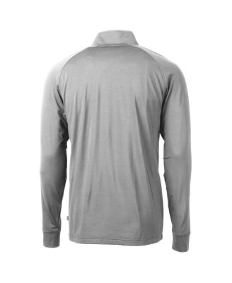 Men's Gray New England Patriots Adapt Eco Knit Stretch Quarter-Zip Throwback Pullover Sweatshirt