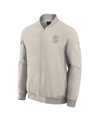 Men's Cream Seattle Kraken Authentic Pro Road Full-Zip Bomber Jacket
