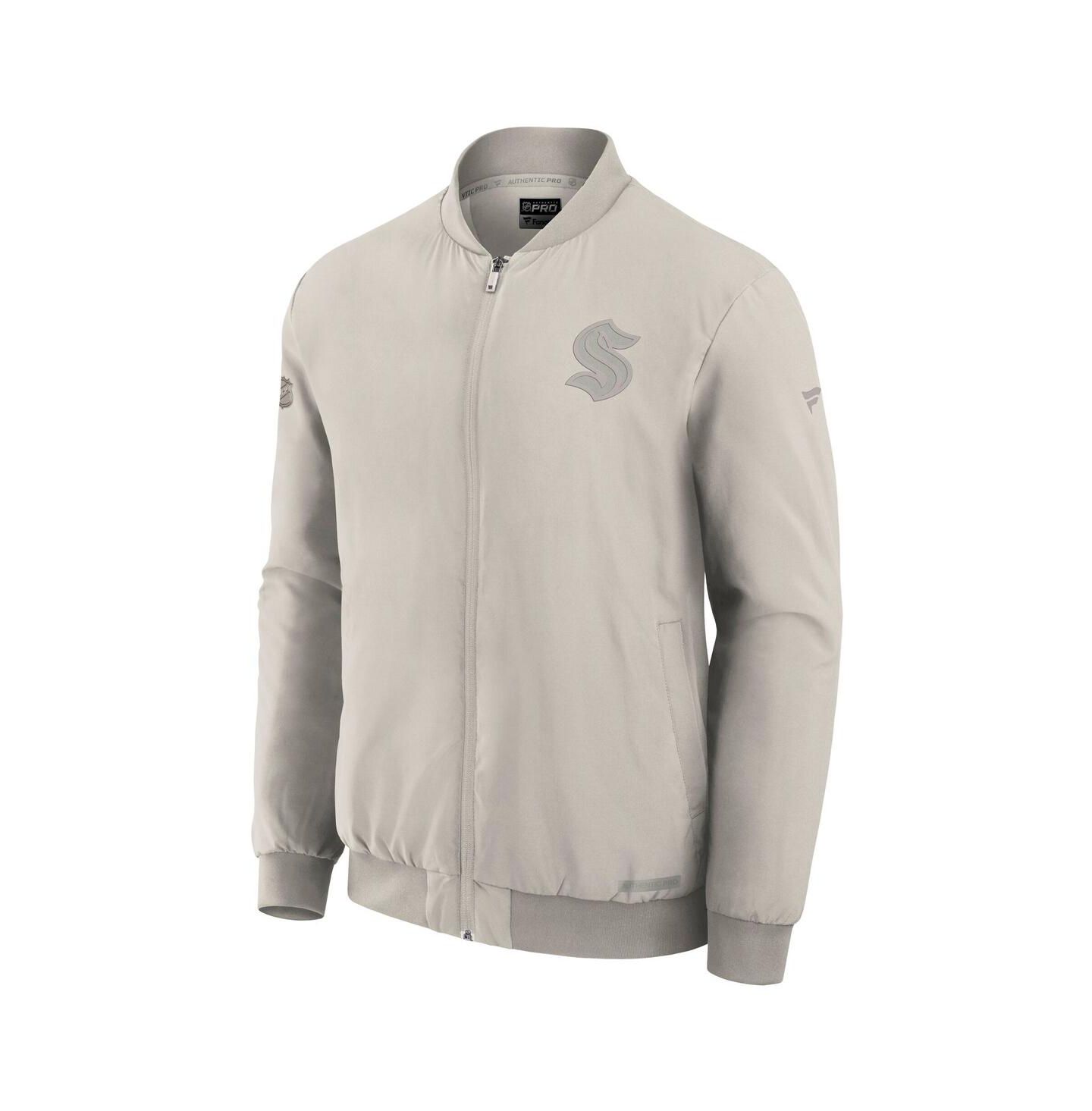 Мужская куртка Fanatics Cream Seattle Kraken Authentic Pro Road Full-Zip Bomber — фото 2