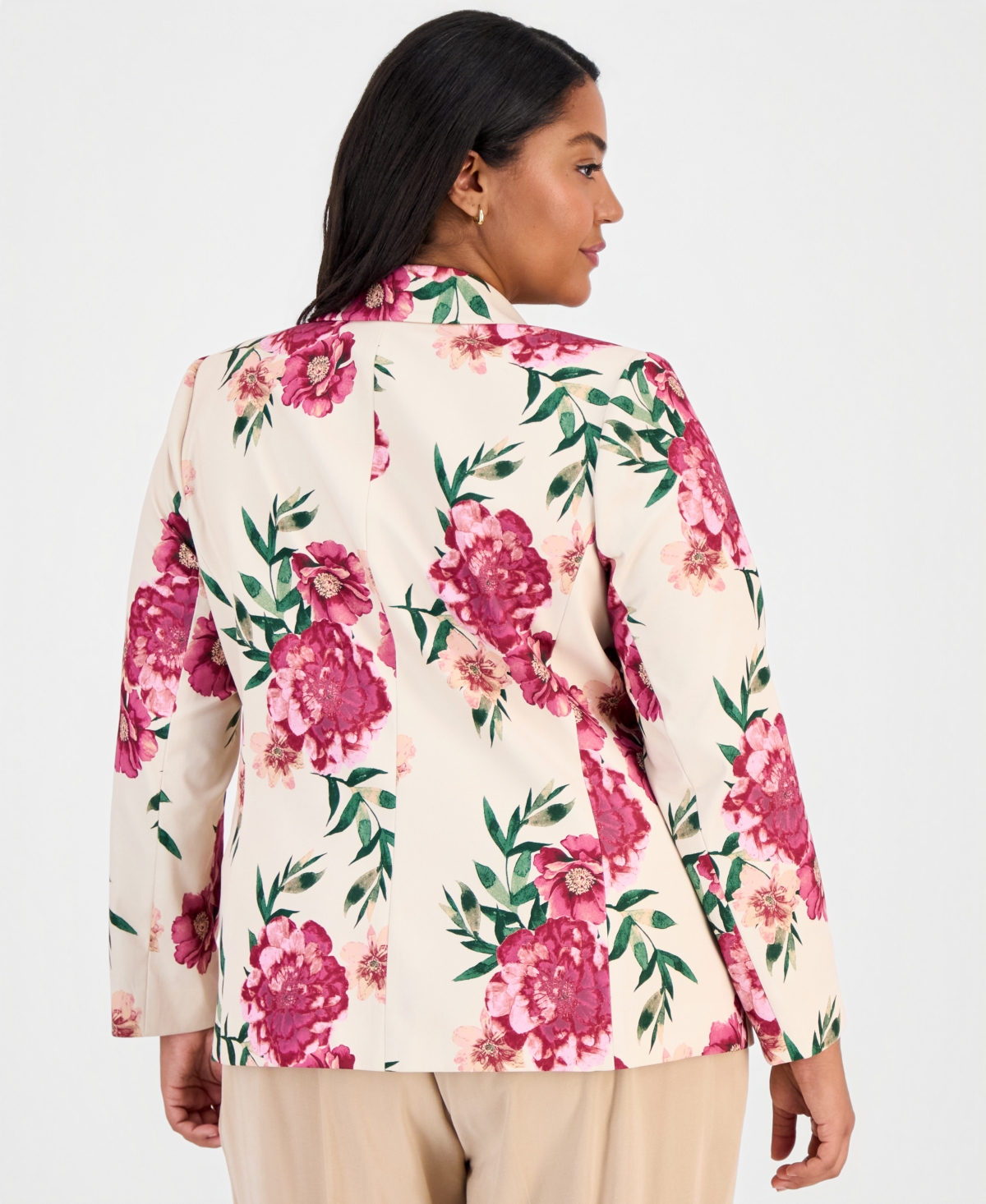 Tahari Asl Plus Printed One-Button Blazer